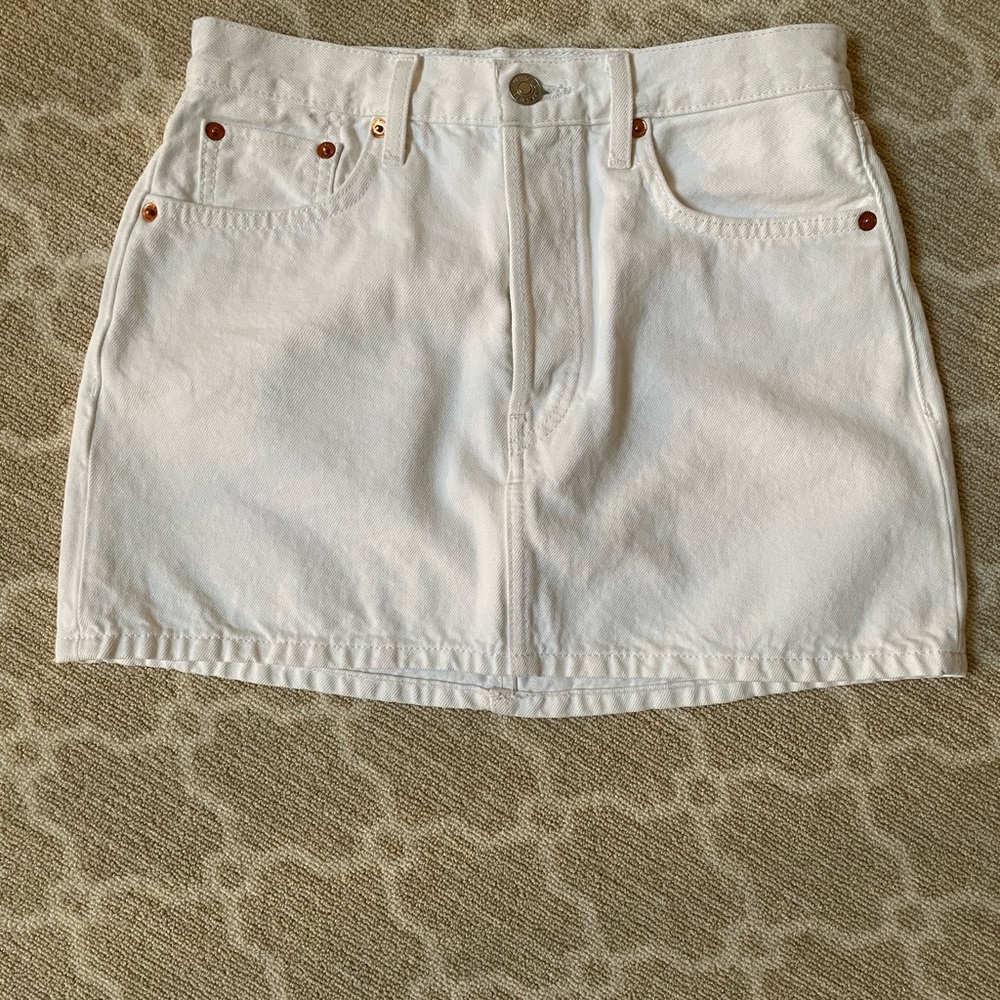 Classic White Denim Skirt